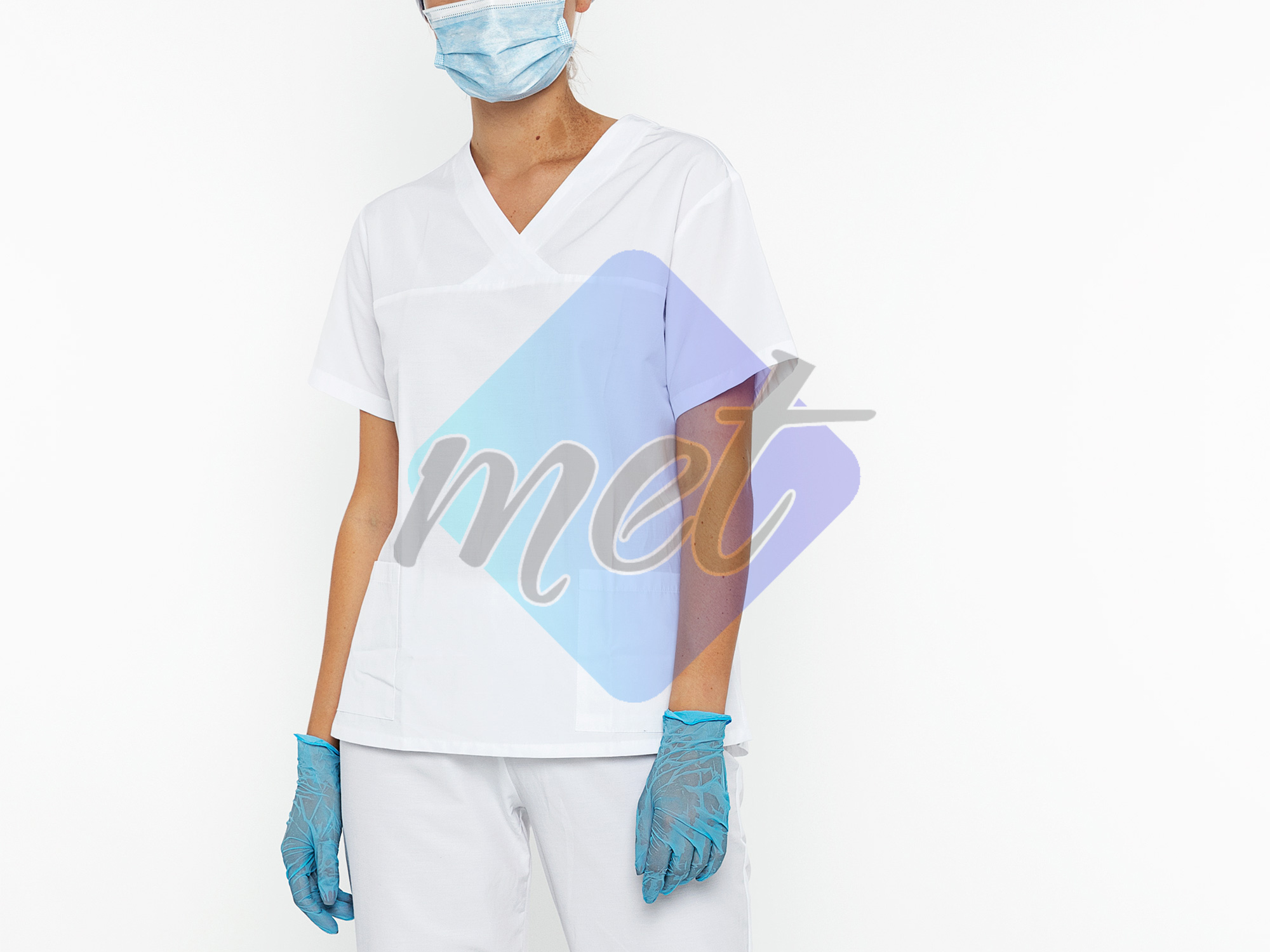 Scrubs With Short Sleeves 2 Piece Set White (Woman)