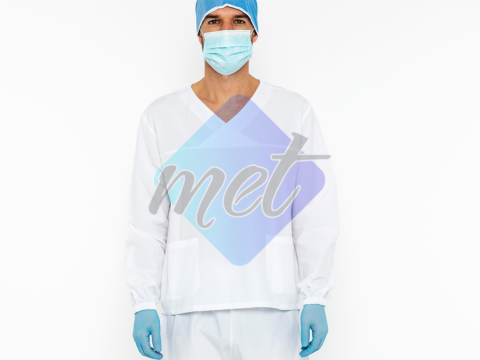 Scrubs With Long Sleeves 2 Piece Set White (Men)